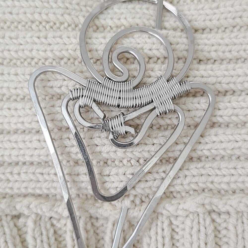 Vtg Silver Artisan Sweater, Scarf, & Shawl Pin Brooch + Hair Accessory EUC - Picture 9 of 11
